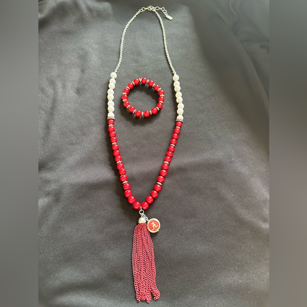 Alabama Crimson Tide Game Day Necklace & Bracelet